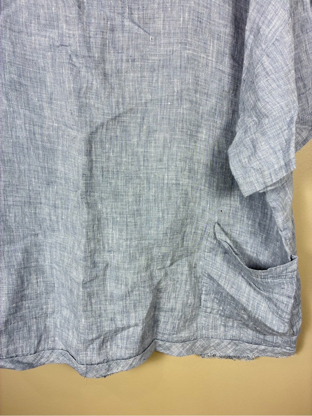 Eileen Fisher Organic Linen Blue Yarn Dyed Chambray Blouse - Picture 7 of 11